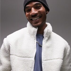 Topman Cream Sherpa Jacket